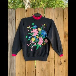 Vintage Flowers grandma sweater size M.